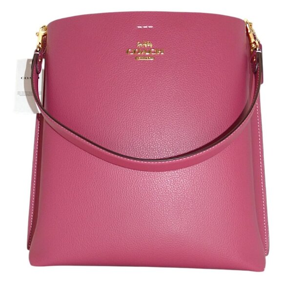 NWT Coach Mollie Bucket Bag Rouge Pink Leather Quiet Luxury Convertible Tote - Picture 3 of 14